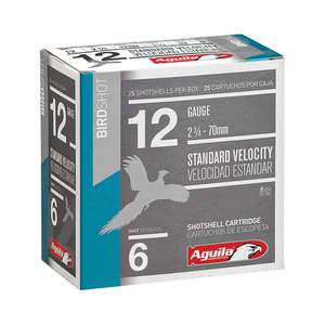 Aguila Bird Shot 12 Gauge 2-3/4in #6 1-1/8oz Upland Shotshells - 25 Rounds Aguila Bird Shot 12 Gauge 2-3/4in #6 1-1/8oz Upland Shotshells - 25 Rounds
