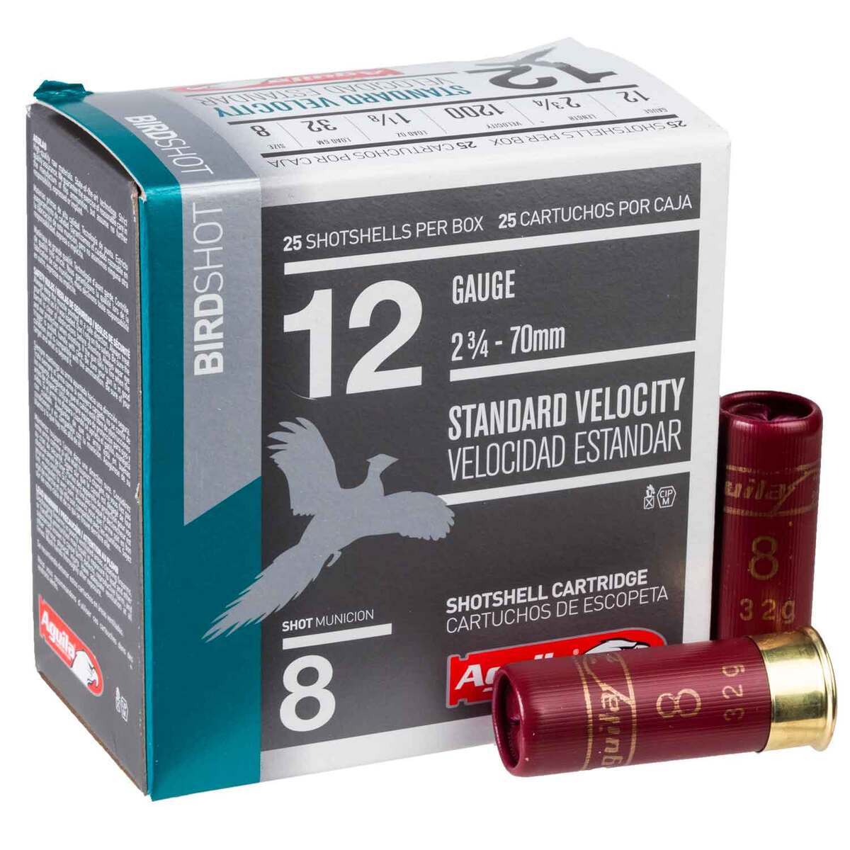 Birdshot Shell Aguila Bird Shot 12 Gauge 2-3/4in #8 1-1/8oz Upland Shotshells - 25 ...