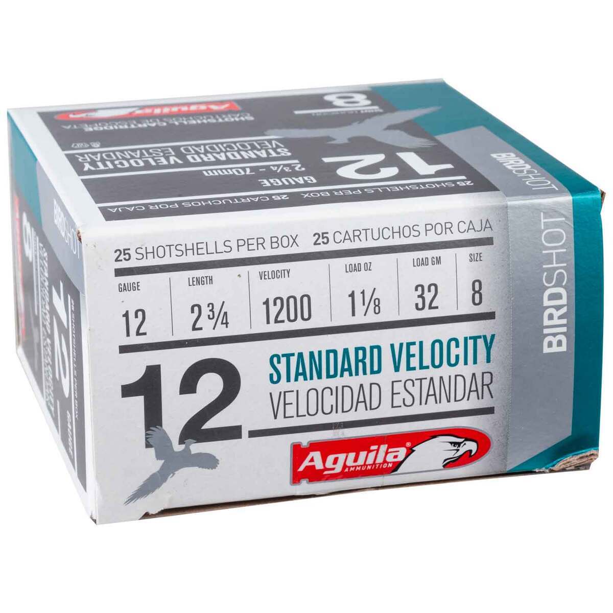 Aguila Bird Shot 12 Gauge 2-3/4in #8 1-1/8oz Upland Shotshells - 25 Rounds Aguila Bird Shot 12 Gauge 2-3/4in #8 1-1/8oz Upland Shotshells - 25 Rounds