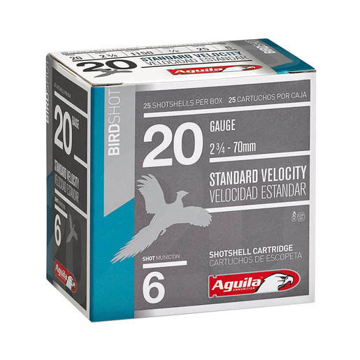 Aguila Bird Shot 20 Gauge 2-3/4in #6 1oz Upland Shotshells – 25 Rounds – #6