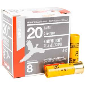 Aguila Bird Shot 20 Gauge 2-3/4in #8 1oz Upland Shotshells - 25 Rounds Aguila Bird Shot 20 Gauge 2-3/4in #8 1oz Upland Shotshells - 25 Rounds