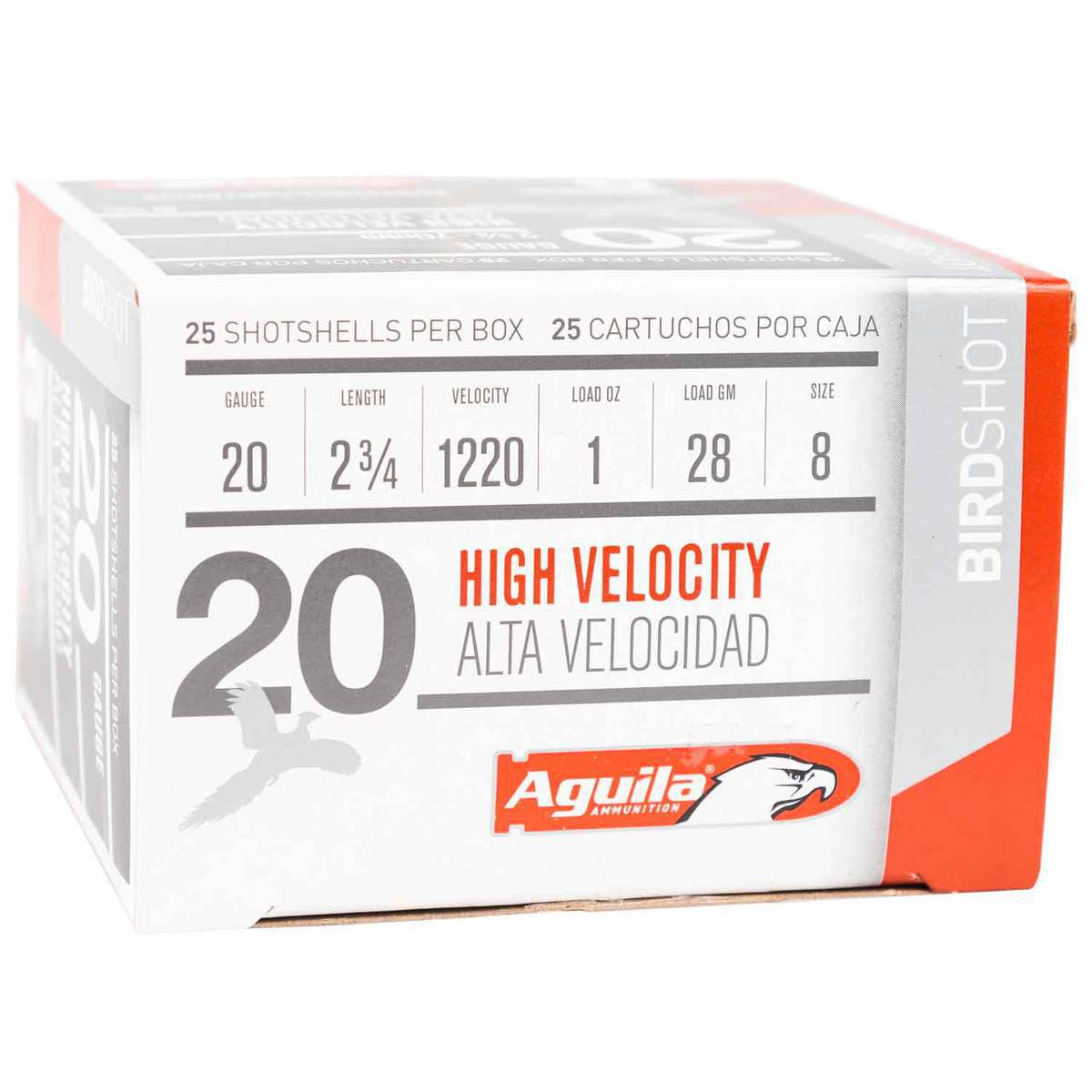 Aguila Bird Shot 20 Gauge 2-3/4in #8 1oz Upland Shotshells - 25 Rounds ...