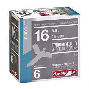 Aguila BirdShot 16 Gauge 2-3/4in #6 1oz Upland Shotshells - 25 Rounds Aguila BirdShot 16 Gauge 2-3/4in #6 1oz Upland Shotshells - 25 Rounds