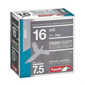 Aguila BirdShot 16 Gauge 2-3/4in #7.5 1oz Upland Shotshells - 25 Rounds Aguila BirdShot 16 Gauge 2-3/4in #7.5 1oz Upland Shotshells - 25 Rounds