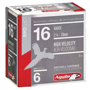 Aguila BirdShot High Velocity 16 Gauge 2-3/4in #6 1-1/8oz Upland Shotshells - 25 Rounds Aguila BirdShot High Velocity 16 Gauge 2-3/4in #6 1-1/8oz Upland Shotshells - 25 Rounds