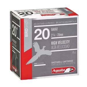 Aguila BirdShot High Velocity 20 Gauge 2-3/4in #4 1oz Upland Shotshells - 25 Rounds Aguila BirdShot High Velocity 20 Gauge 2-3/4in #4 1oz Upland Shotshells - 25 Rounds