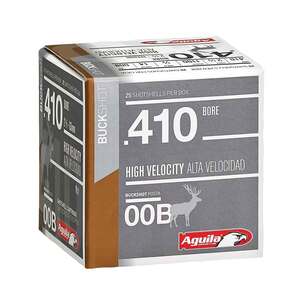 Aguila BuckShot 410 Gauge 2-1/2in #00 Buck 1/2oz Buckshot Shotshells - 25 Rounds Aguila BuckShot 410 Gauge 2-1/2in #00 Buck 1/2oz Buckshot Shotshells - 25 Rounds