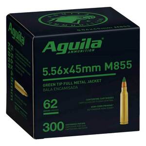 Aguila Green Tip 5.56mm NATO 62gr FMJBT Rifle Ammo - 300 Rounds