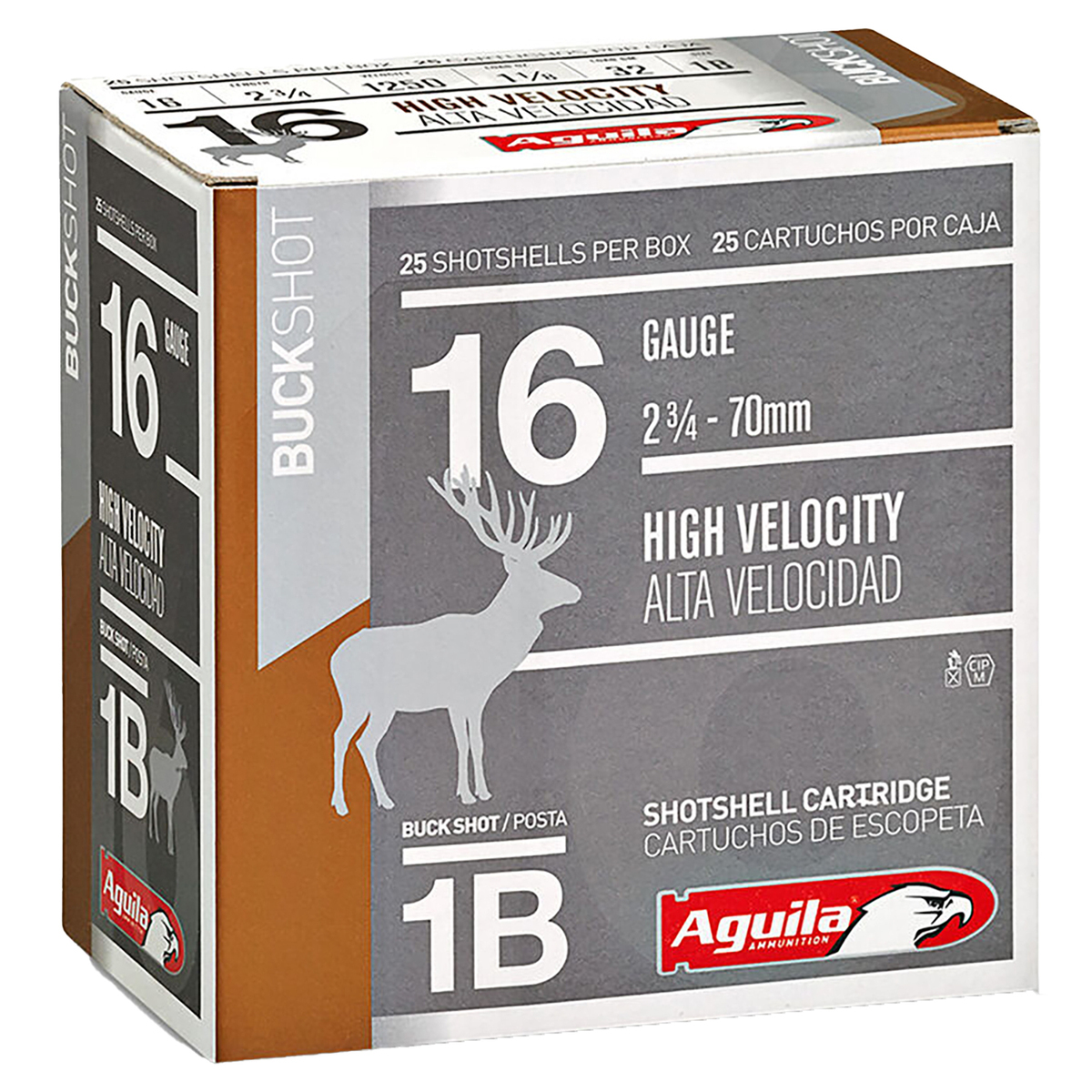 Aguila High Velocity 16 Gauge 2-3/4in #1 Buck 1-1/8oz Buckshot Shotshells - 25 Rounds Aguila High Velocity 16 Gauge 2-3/4in #1 Buck 1-1/8oz Buckshot Shotshells - 25 Rounds