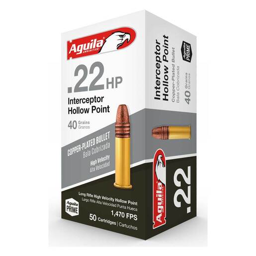 Aguila Interceptor 22 Long Rifle 40gr HP Rimfire Ammo Ammo - 50 Rounds 50 Rounds Ammo