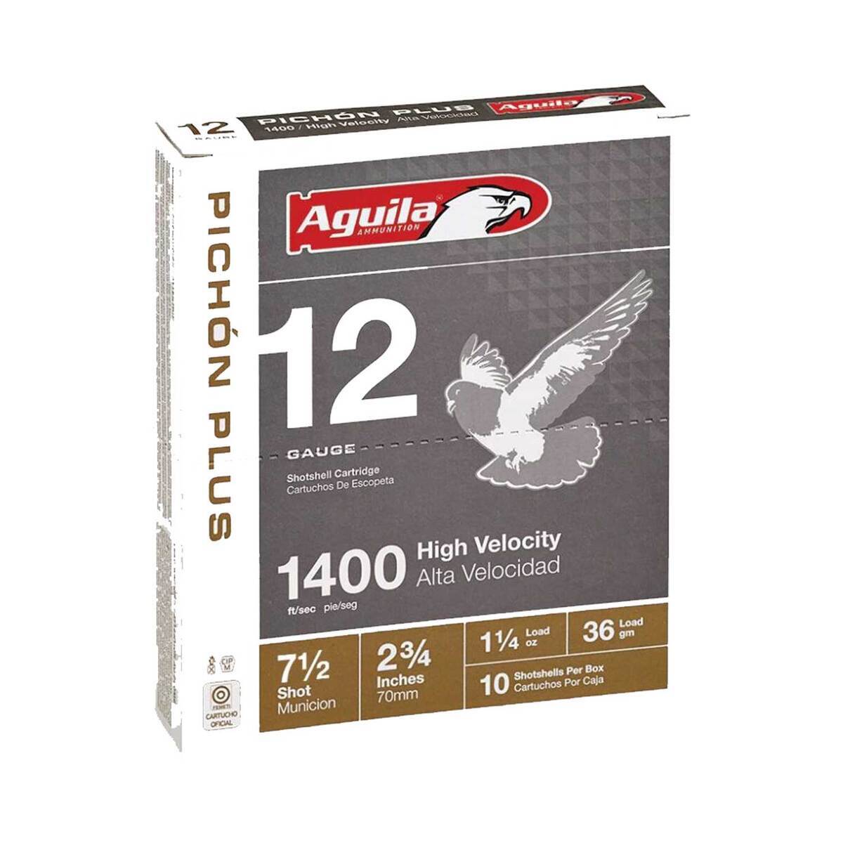 Aguila Pichon Plus 12 Gauge 2-3/4in #7.5 1-1/4oz Upland Shotshells - 10 Rounds Aguila Pichon Plus 12 Gauge 2-3/4in #7.5 1-1/4oz Upland Shotshells - 10 Rounds