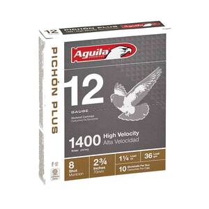 Aguila Pichon Plus 12 Gauge 2-3/4in #8 1-1/4oz Upland Shotshells - 10 Rounds Aguila Pichon Plus 12 Gauge 2-3/4in #8 1-1/4oz Upland Shotshells - 10 Rounds