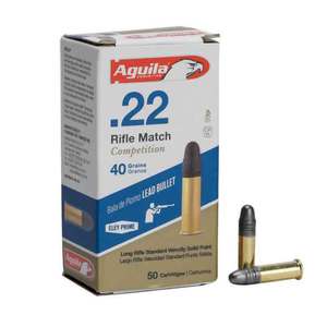 Aguila Rifle Match Competition 22 Long Rifle 40gr SP Rimfire Ammo - 50 Rounds
