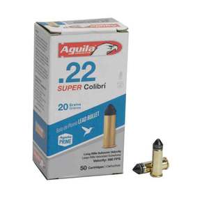 Aguila Super Colibri 22 Long Rifle 20gr Lead Rimfire Ammo - 50 Rounds