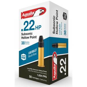 Aguila Subsonic 22 Long Rifle 38gr Hollow Point Rimfire Ammo - 50 Rounds