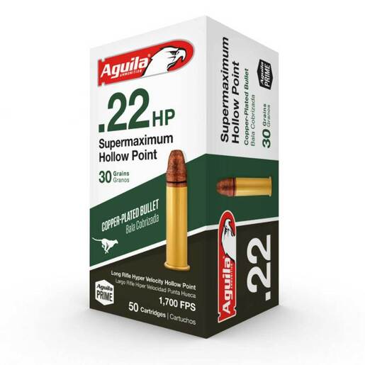 Aguila Supermaximum 22 Long Rifle 30gr HP Rimfire Ammo – 50 Rounds