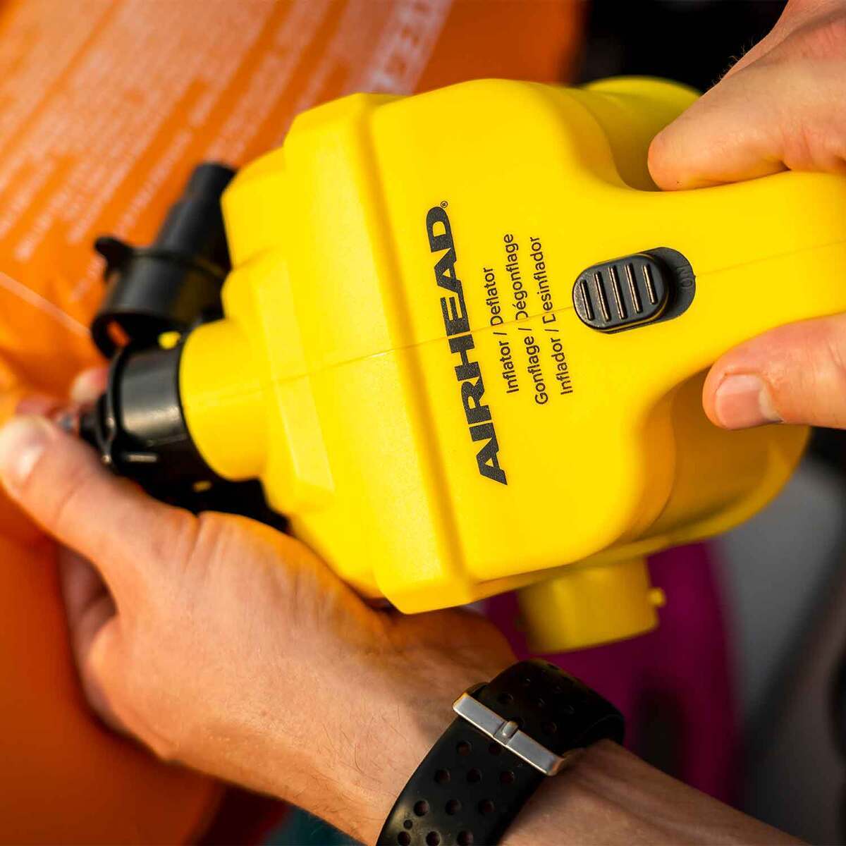 Airhead 12 Volt Towable Air Pump - Yellow Airhead 12 Volt Towable Air Pump - Yellow