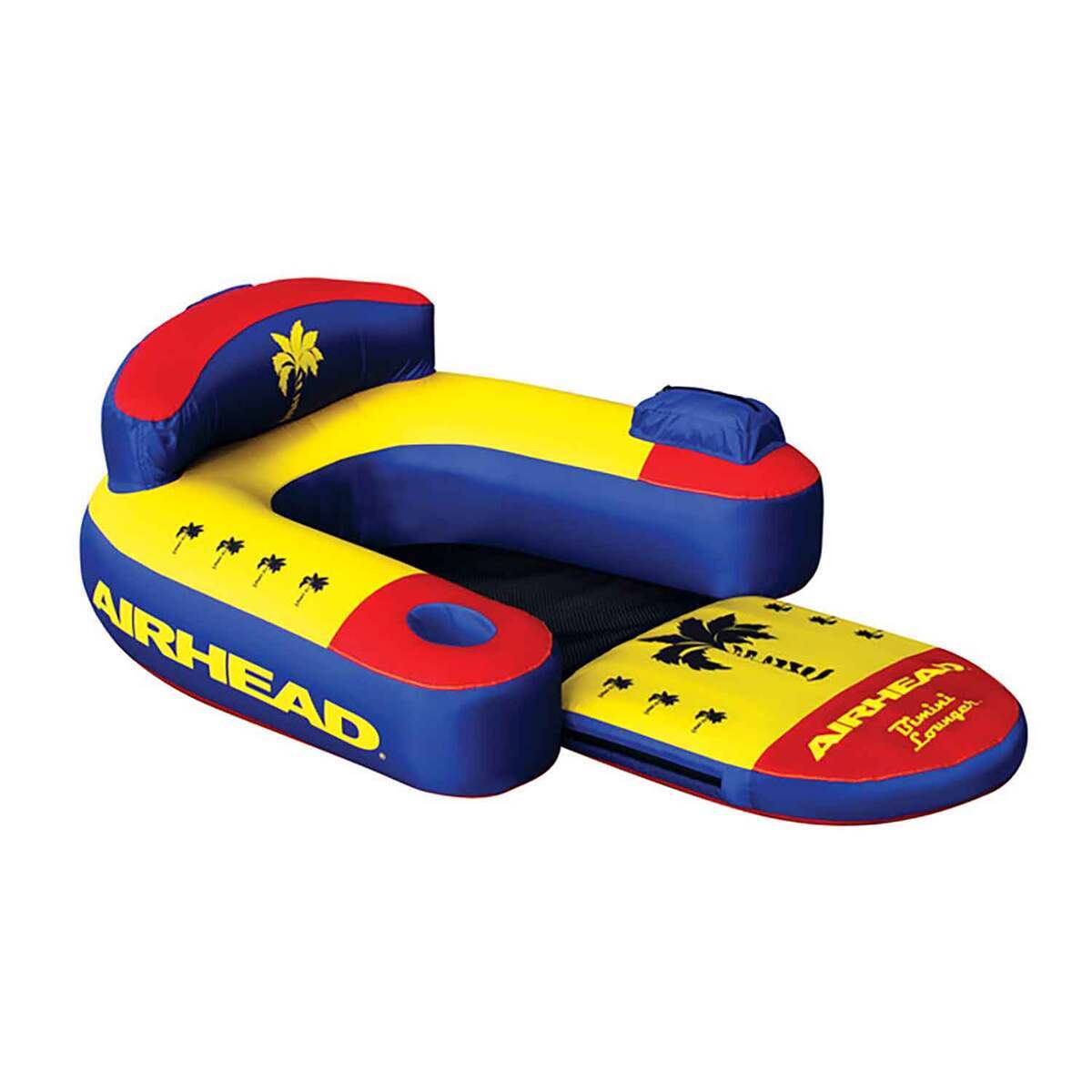 Airhead Bimini Lounger 1 Person Inflatable Float - Blue, Yellow, Red Airhead Bimini Lounger 1 Person Inflatable Float - Blue, Yellow, Red