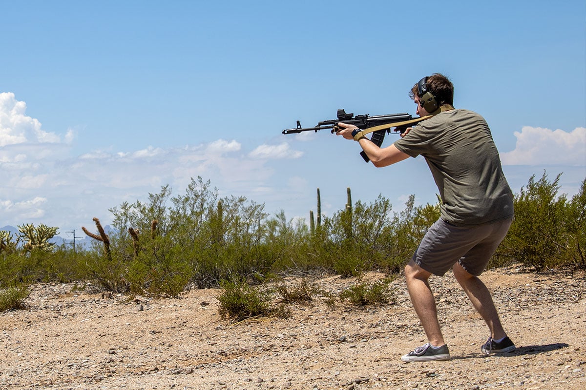 Man shooting AK-47