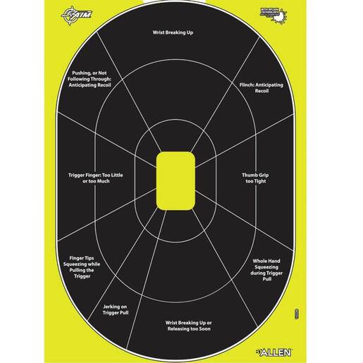 Allen Co EZ Aim Handgun Trainer Paper Targets – 30 Pack – Black/Yellow