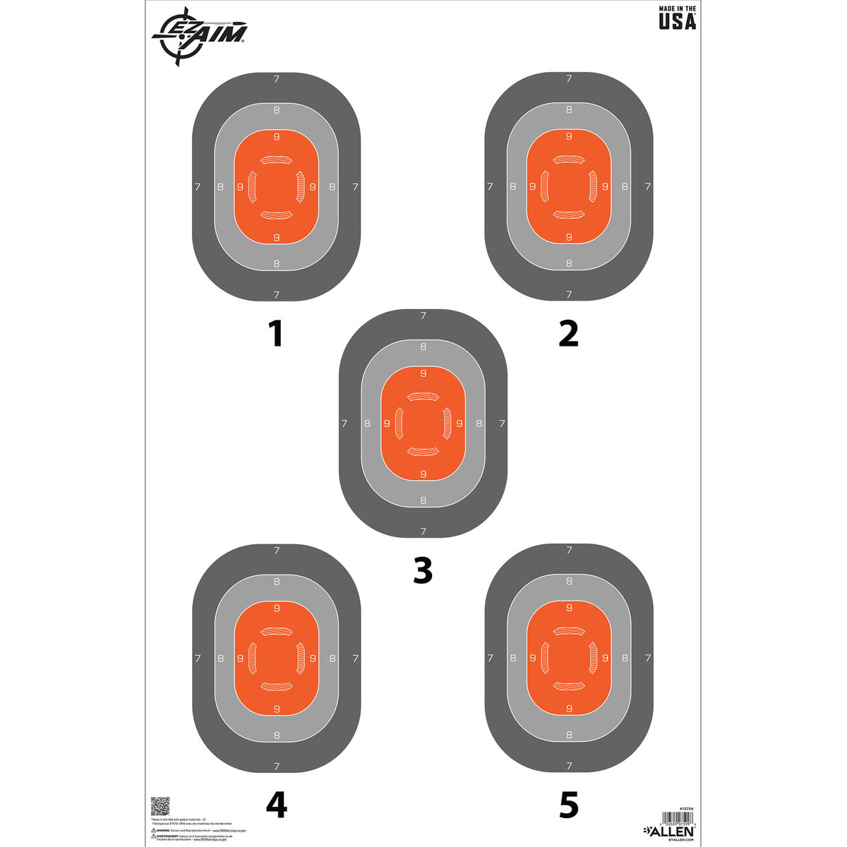 Allen EZ Aim 23x35in 5-Spot Paper Target - 50 Pack - White/Orange/Gray ...