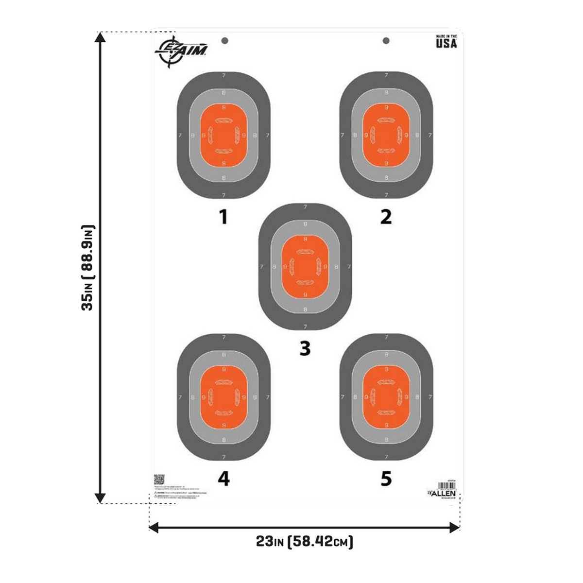 Allen EZ Aim 23x35in 5-Spot Paper Target - 50 Pack - White/Orange/Gray ...