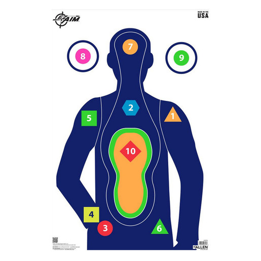 Allen EZ Aim Command Silhouette Paper Target – 50 Pack – White/Multicolor – White/Multicolor 23in L x 35in W