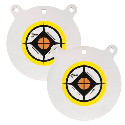 Allen EZ Aim Hardrock AR500 Steel 1/2in Gong Shooting Target – 10in – 2 Pack – White/YellowithOrange/Black