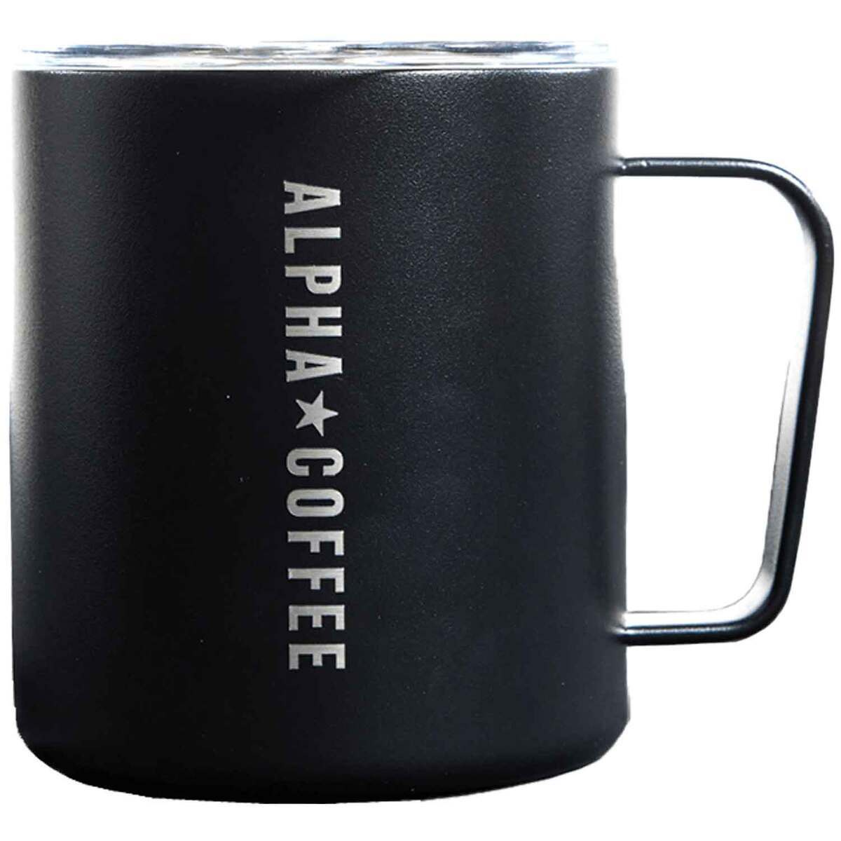 Alpha Coffee Adventure MiiR Laser Etch 12oz Mug Press Fit Lid - Black - Black Alpha Coffee Adventure MiiR Laser Etch 12oz Mug Press Fit Lid - Black - Black