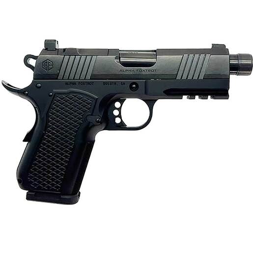 Alpha Foxtrot AF1911 S15 OR Sub-Compact with Threaded Barrel 9mm Luger 3.5in Polished Black DLC Pistol - 15+1 Rounds - Black Sub-Compact
