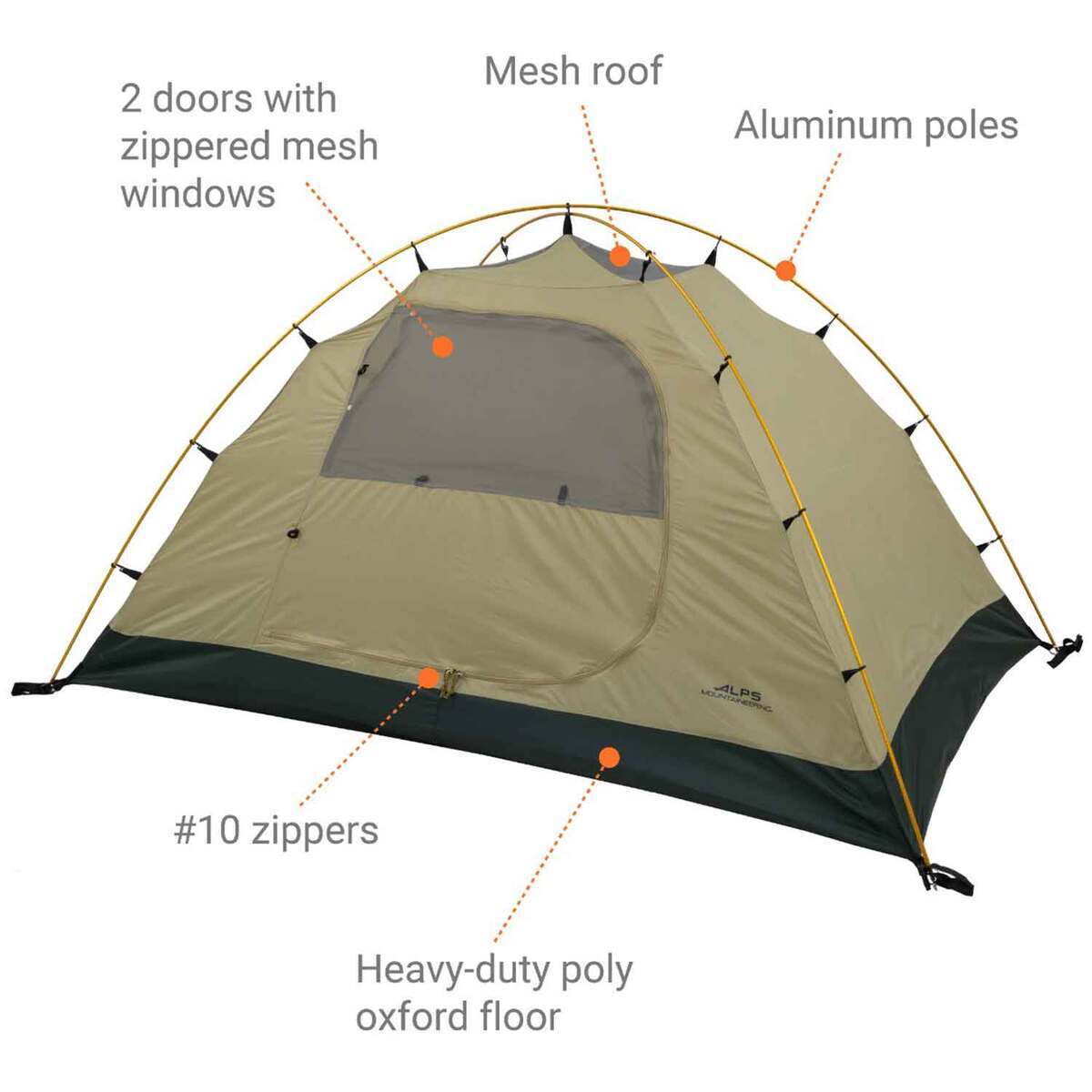 ALPS Mountaineering Taurus 5-Person Outfitter Camping Tent - Tan/Green - Tan/Green ALPS Mountaineering Taurus 5-Person Outfitter Camping Tent - Tan/Green - Tan/Green