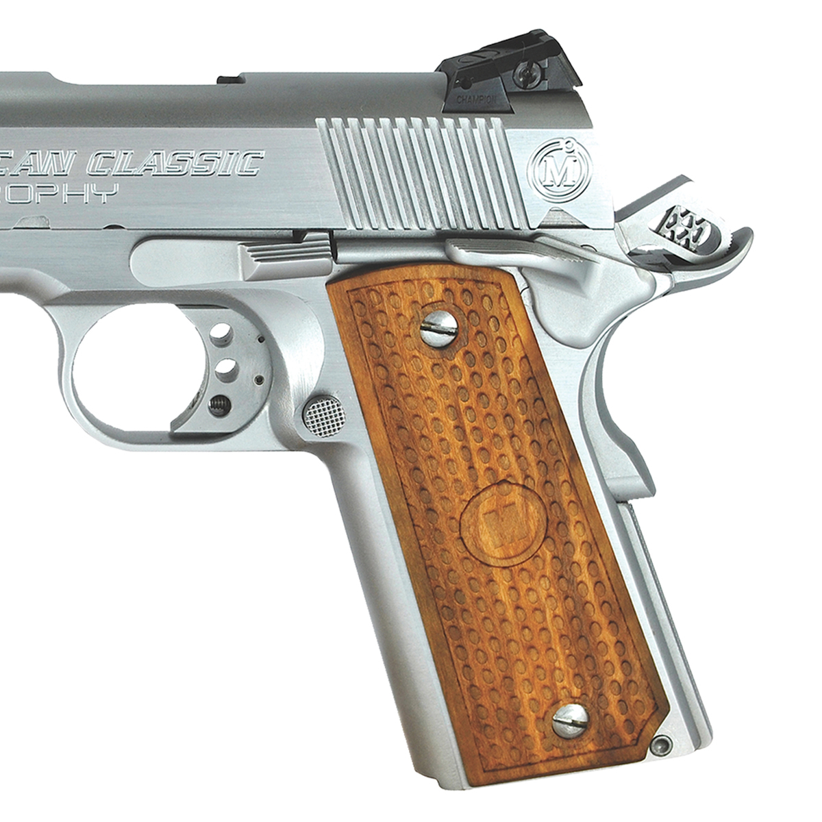 American Classic 1911 Trophy 45 Auto (ACP) 5in Hard Chrome Pistol - 8+1 Rounds American Classic 1911 Trophy 45 Auto (ACP) 5in Hard Chrome Pistol - 8+1 Rounds
