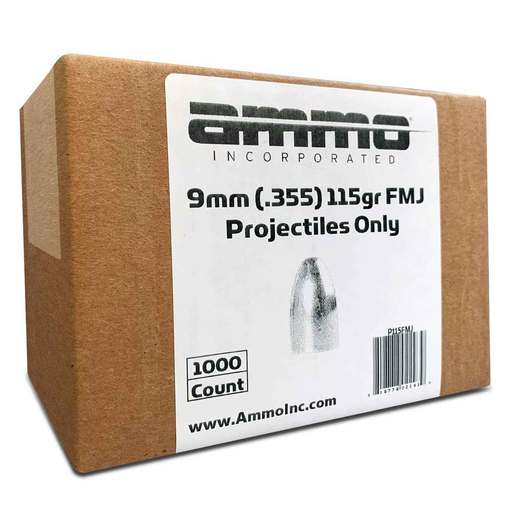 Ammo Inc 9mm FMJ 115gr Reloading Bullets Projectiles - 1000 Count - Ammo Inc