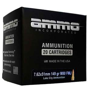 Ammo Inc 7.62mm NATO 149gr M80 FMJ Rifle Ammo - 20 Rounds