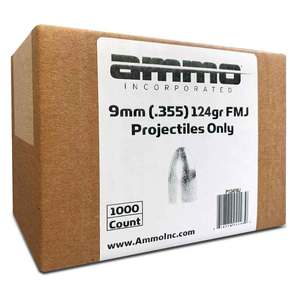 Ammo Inc 9mm FMJ 124gr Reloading Bullets - 1000 Count