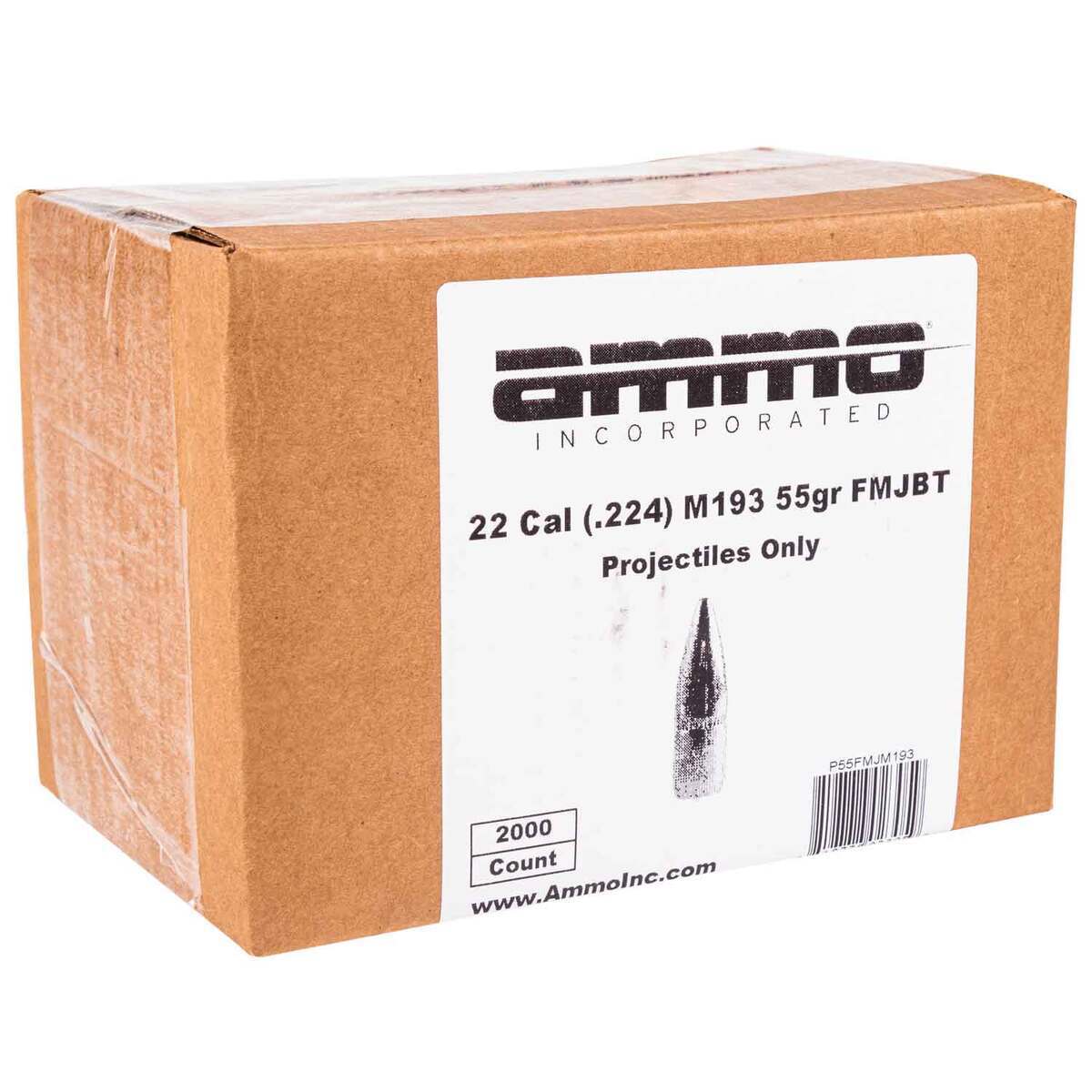 Ammo Inc M193 5.56mmx45mm 55gr Reloading Bullets - 2000 Count Ammo Inc M193 5.56mmx45mm 55gr Reloading Bullets - 2000 Count