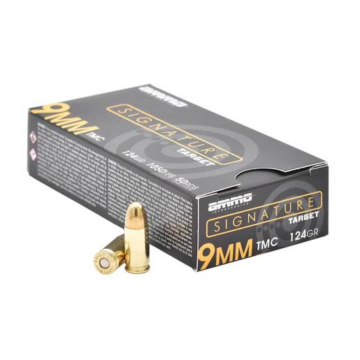Ammo Inc Signature 9mm Luger 124gr TMC Centerfire Handgun Ammo Ammo - 50 Rounds 50 Rounds Ammo