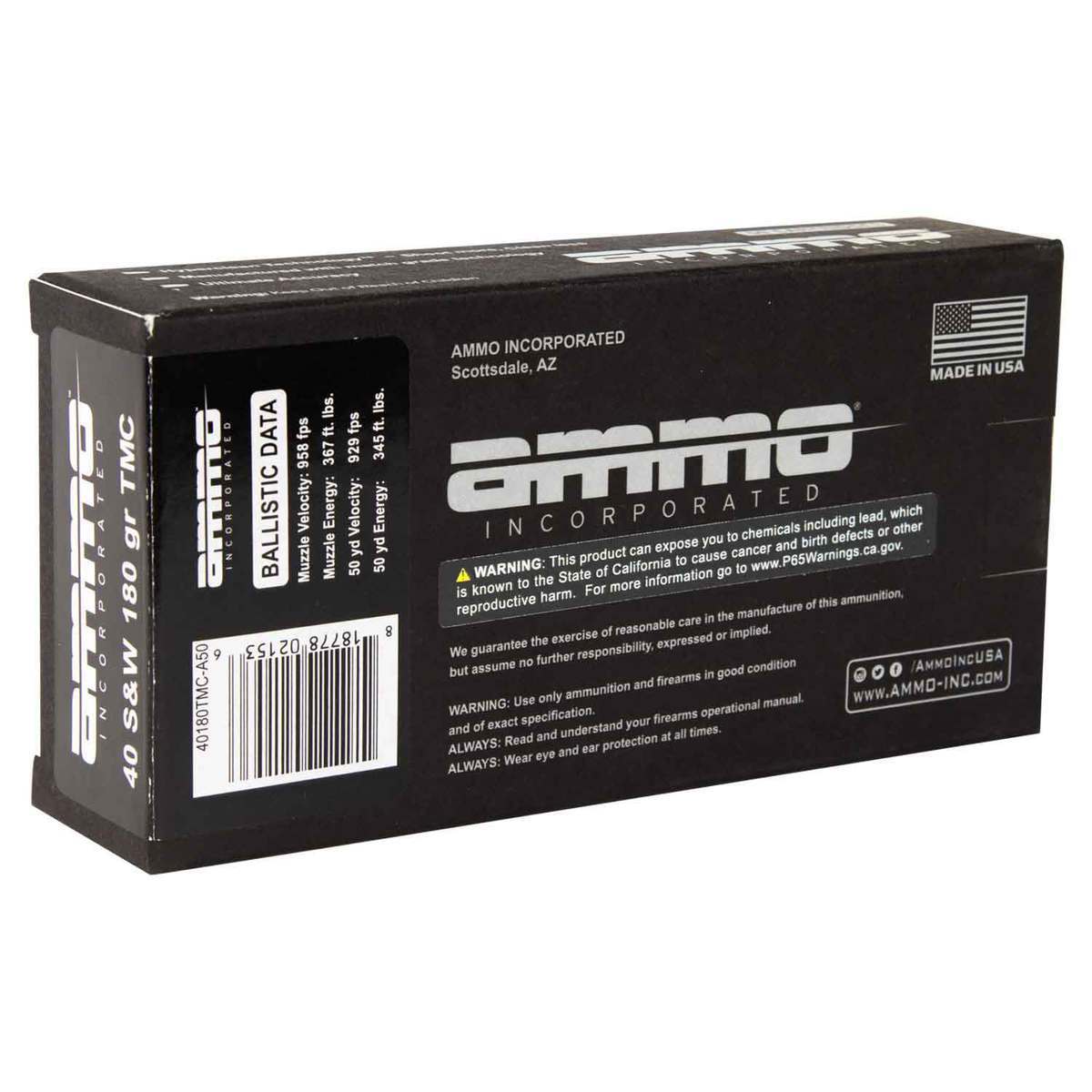 Ammo Inc Signature Line 40 S&W 180gr TMC Handgun Ammo - 50 Rounds Ammo Inc Signature Line 40 S&W 180gr TMC Handgun Ammo - 50 Rounds