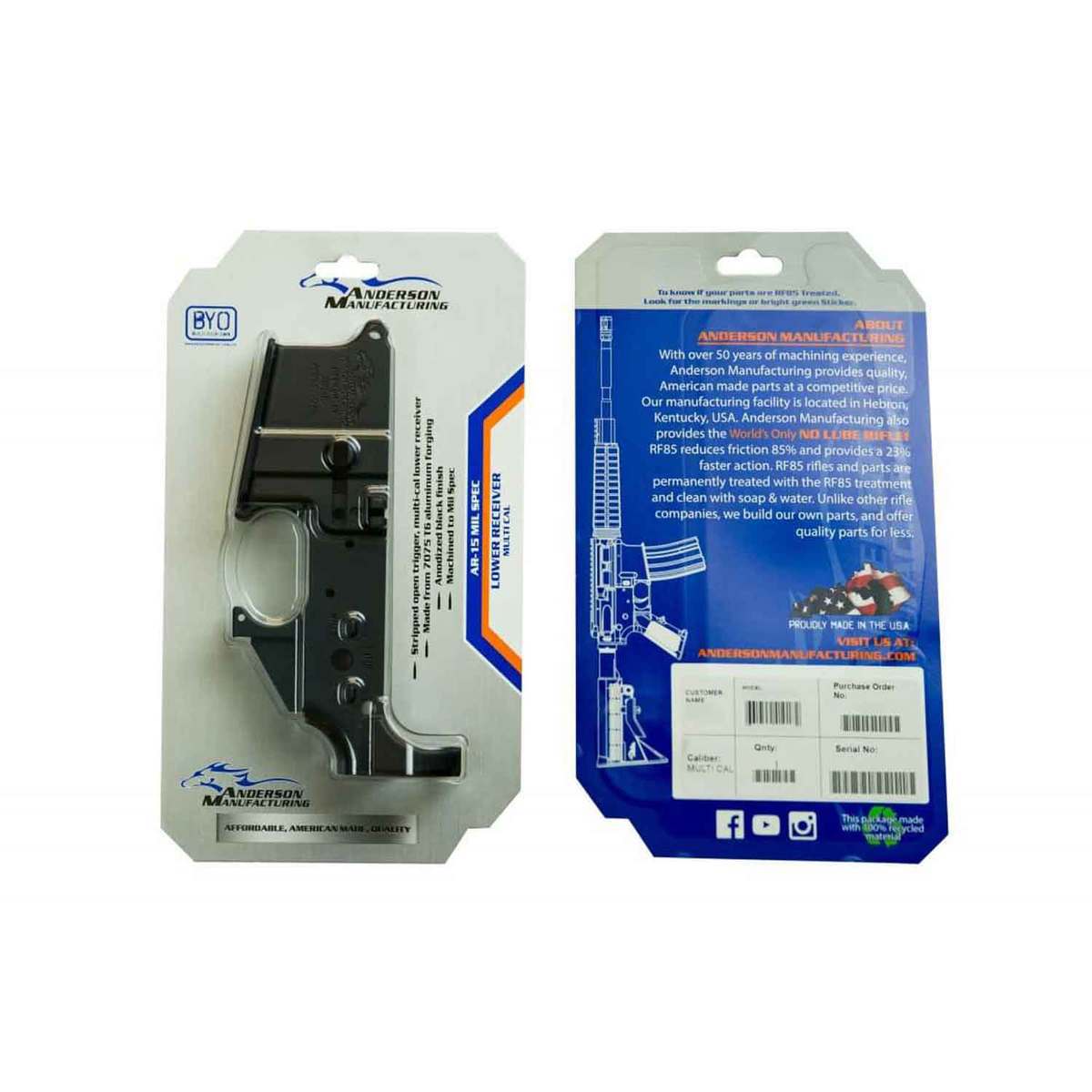 Anderson Manufacturing AR-15 Open Stripped Black Lower Rifle Receiver Anderson Manufacturing AR-15 Open Stripped Black Lower Rifle Receiver