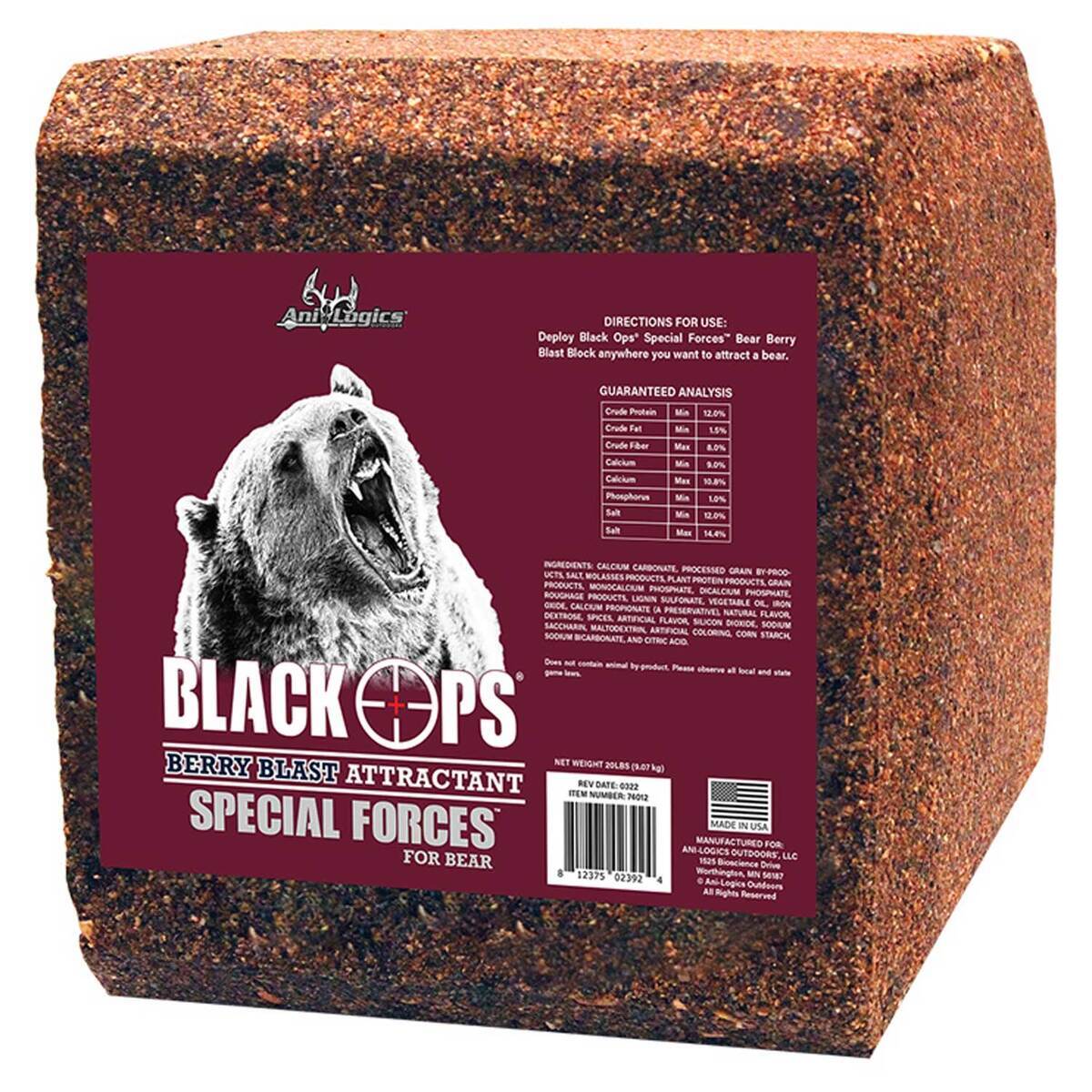 Ani-Logics Black Ops Bear Berry Blast Block - 20lbs Ani-Logics Black Ops Bear Berry Blast Block - 20lbs