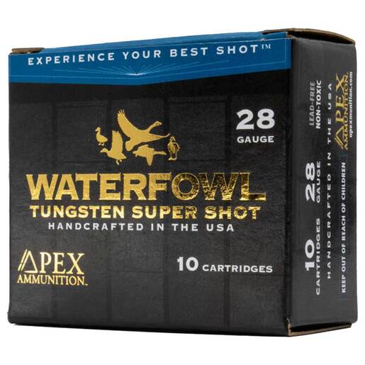 Apex Ammunition Tungsten Super Shot 28 Gauge 2-3/4in #8 3/4oz Waterfowl Shotshells – 10 Rounds – #8