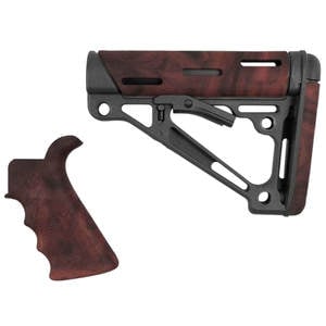 Hogue AR15/M16 Overmolded Beavertail Grip And Collapsible Rifle Buttstock Kit - Red Lava/Black