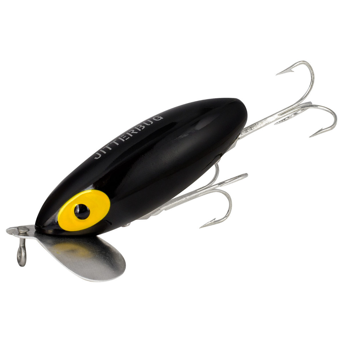 Arbogast Jitterbug Topwater Hard Bait - Black, 5/8oz, 3in - Black 1 ...