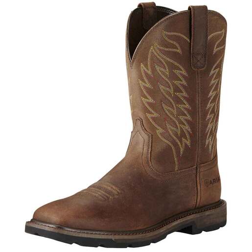 Ariat Men's Groundbreaker Wide Square Steel Toe 10in Work Boots - Brown 8