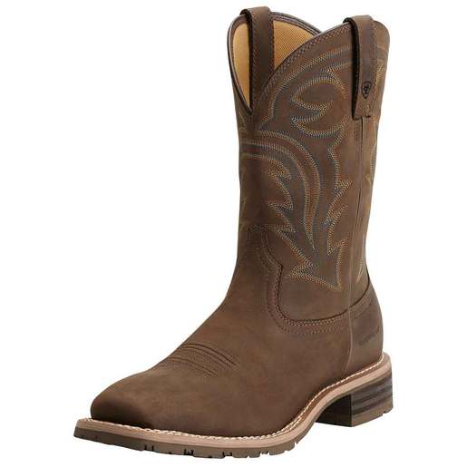 Ariat Men's Hybrid Rancher Soft Toe Waterproof 11in Western Work Boots - Oily Distressed Brown 8