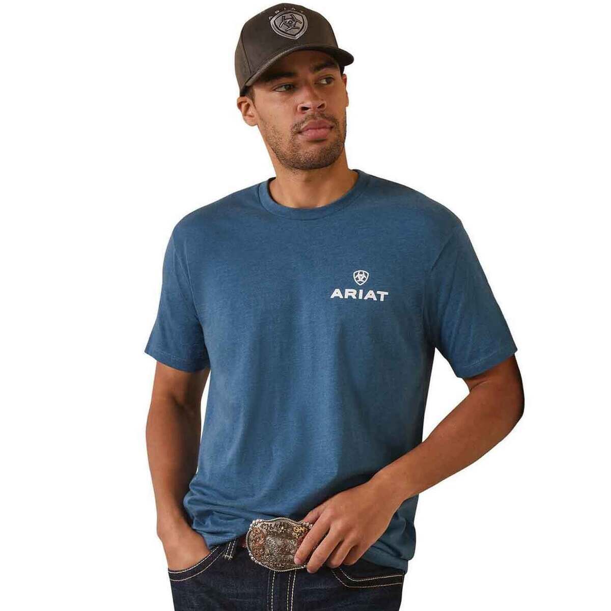 Ariat Men's Land Of The Free Graphic Short Sleeve Casual Shirt - Steel Blue - M - Steel Blue M Ariat Men's Land Of The Free Graphic Short Sleeve Casual Shirt - Steel Blue - M - Steel Blue M