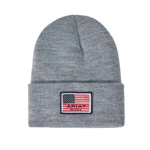 Ariat Men's Rebar American Flag Beanie - Grey - One Size Fits Most