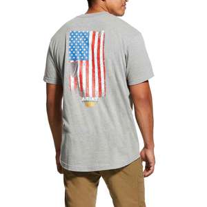 Ariat Men's Rebar American Grit Short Sleeve Shirt - Heather Gray - M