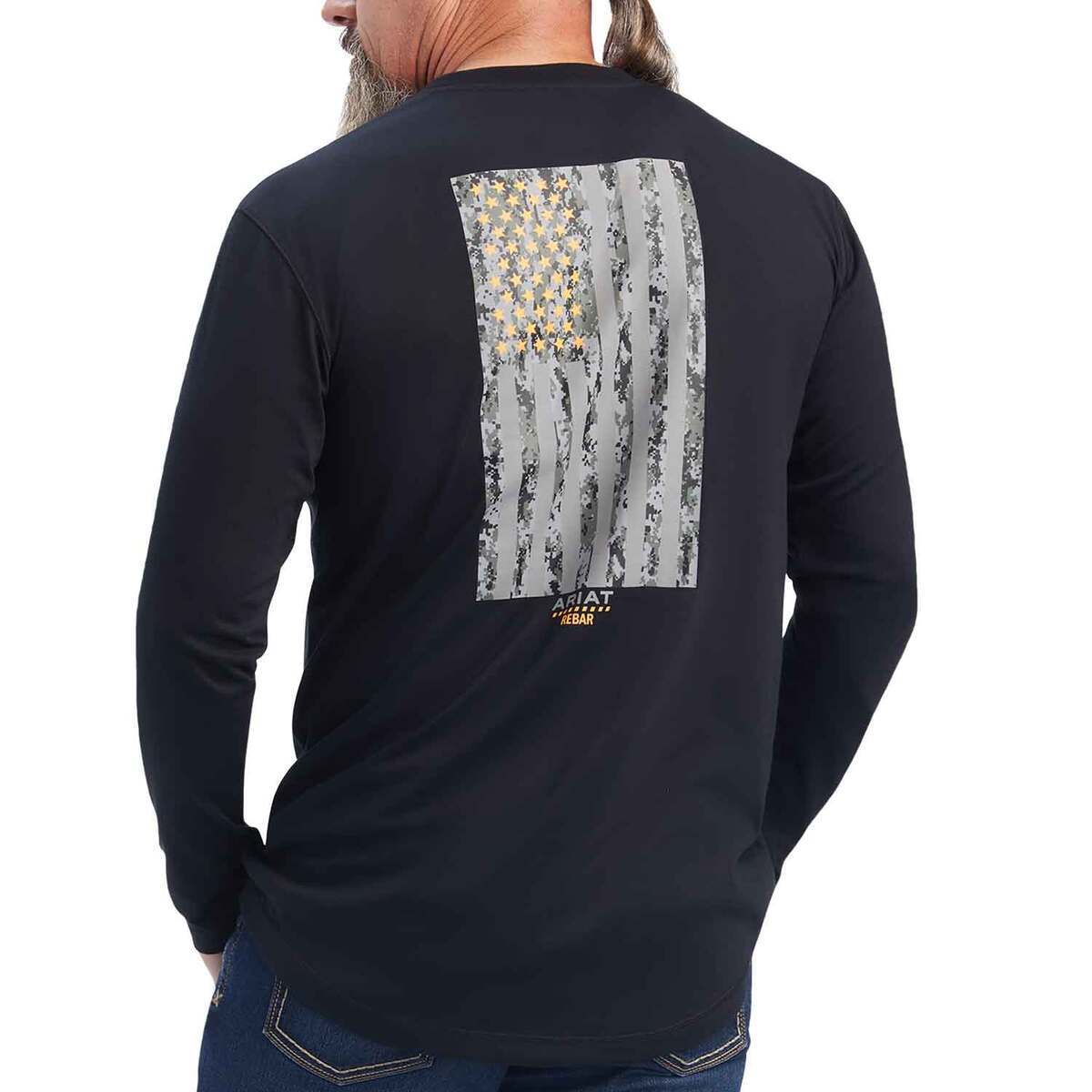 Ariat Men's Rebar Workman Reflective Flag Graphic Long Sleeve Work Shirt Ariat Men's Rebar Workman Reflective Flag Graphic Long Sleeve Work Shirt