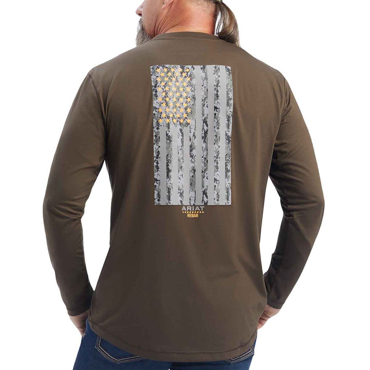 Ariat Men's Rebar Workman Reflective Flag Graphic Long Sleeve Work Shirt Ariat Men's Rebar Workman Reflective Flag Graphic Long Sleeve Work Shirt